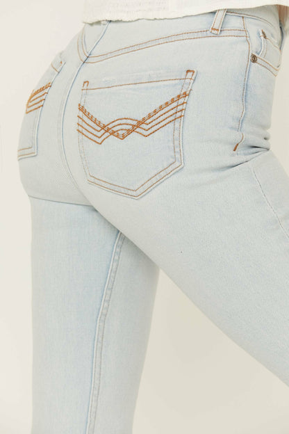 Women High Risin' Sunglow Wash Distressed Knee Flare Jeans | Idyllwind