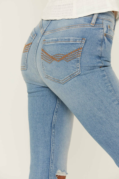 Women High Risin' Roadtrip Wash Stretch Distressed Knee Flare Jeans | Idyllwind
