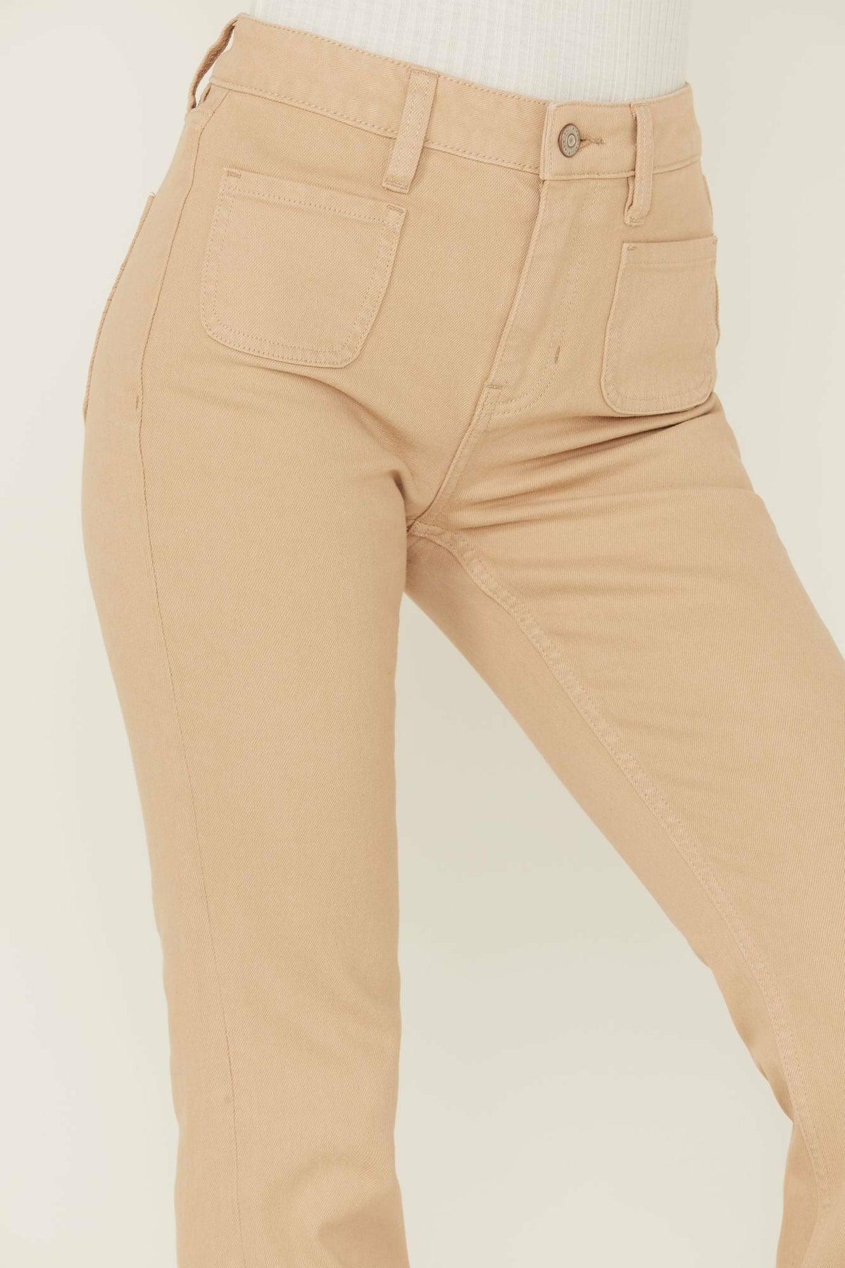 Women High Risin' Irish Cream Wash Stretch Front Patch Pocket Flare Jeans | Idyllwind