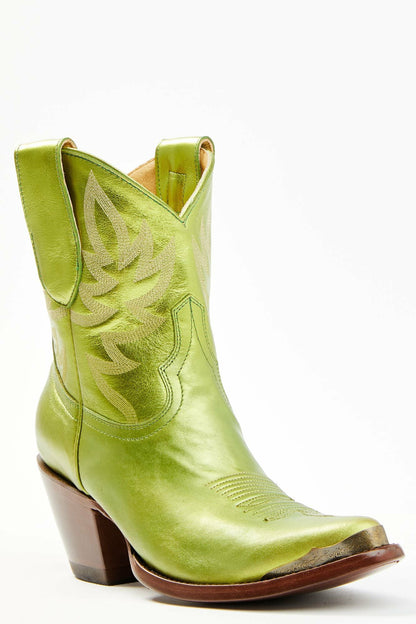 Women Envy Metallic Green Fashion Leather Western Booties - Round Toe | Idyllwind