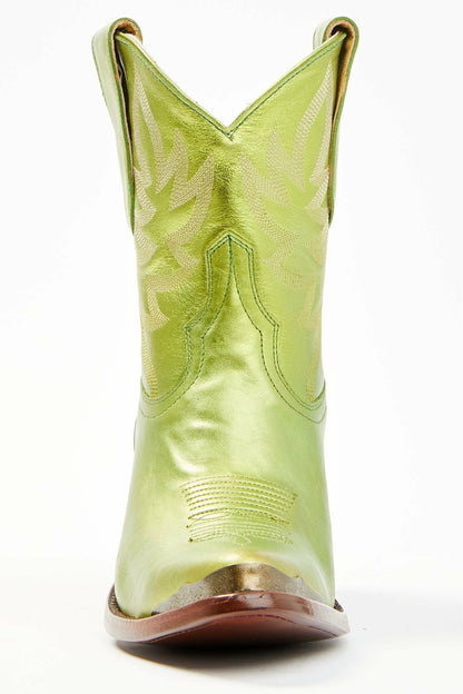 Women Envy Metallic Green Fashion Leather Western Booties - Round Toe | Idyllwind