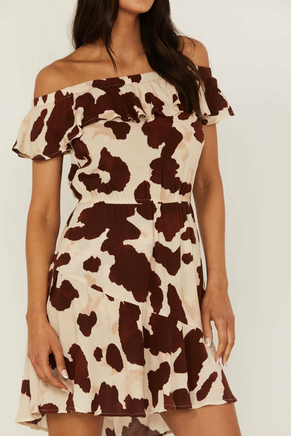 Women Made For This Off-Shoulder Cow Print Dress | Idyllwind