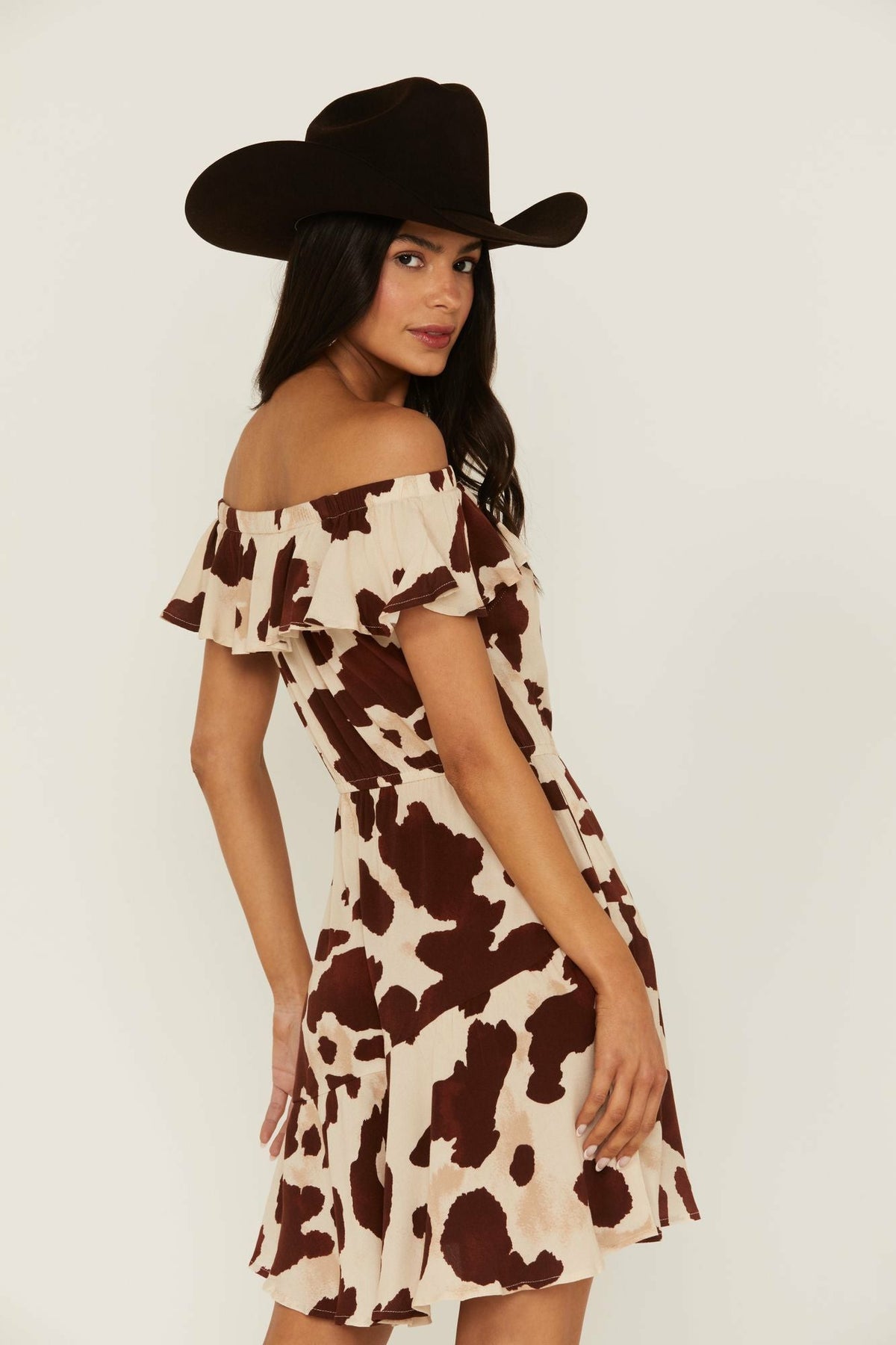 Women Made For This Off-Shoulder Cow Print Dress | Idyllwind
