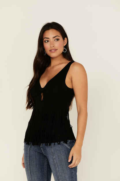 Women Bluebell Twist & Fringe Tank Top | Idyllwind