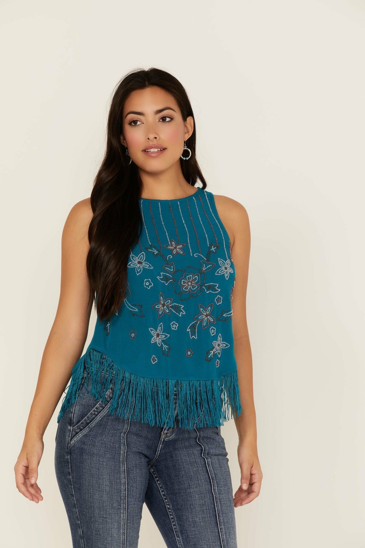 Women Cameo Beaded Fringe Tank Top | Idyllwind