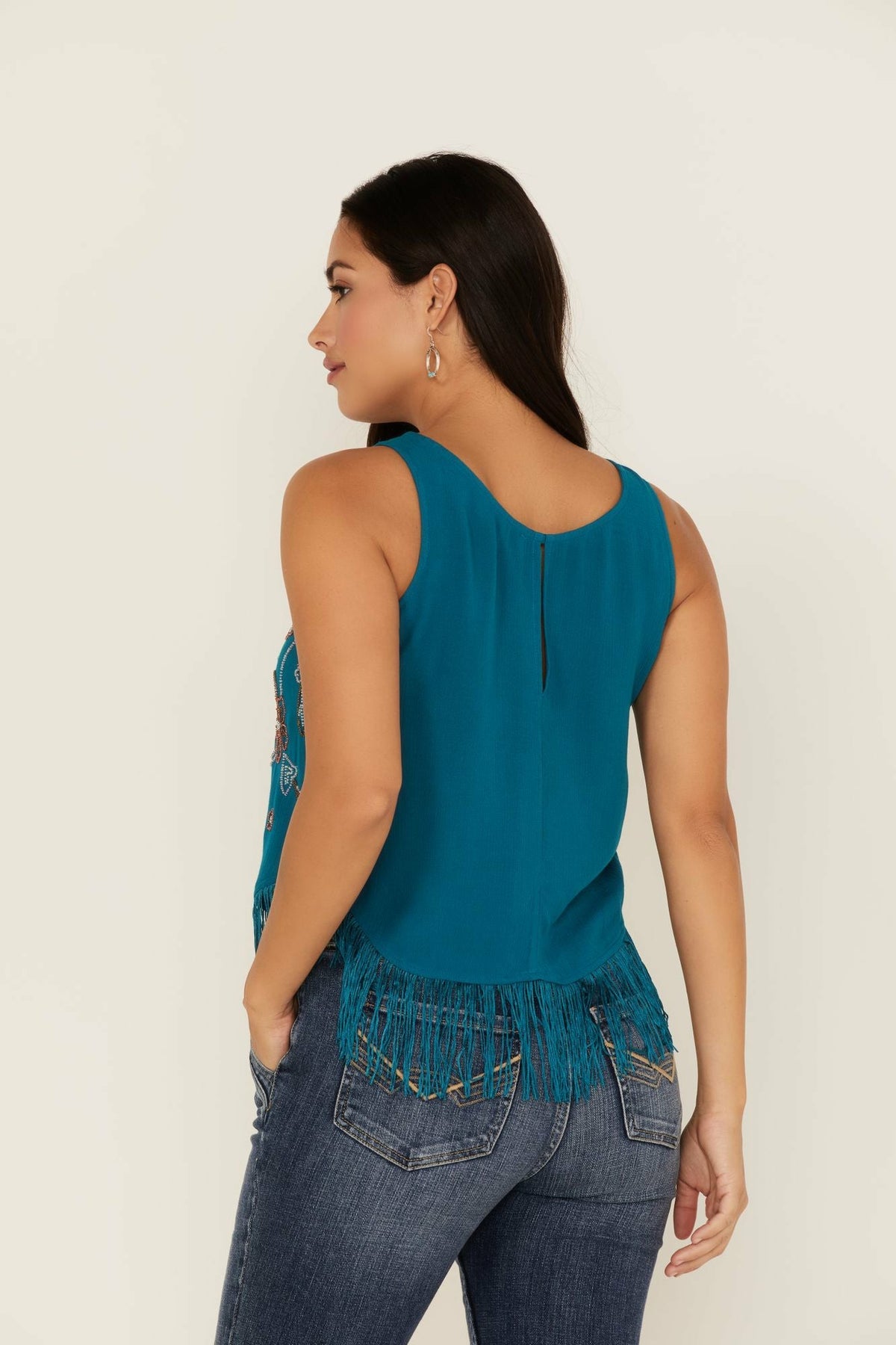Women Cameo Beaded Fringe Tank Top | Idyllwind