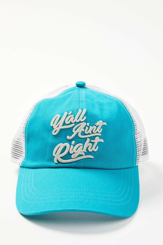 Women Y'all Ain't Right Embroidered Mesh Back Baseball Hat | Idyllwind