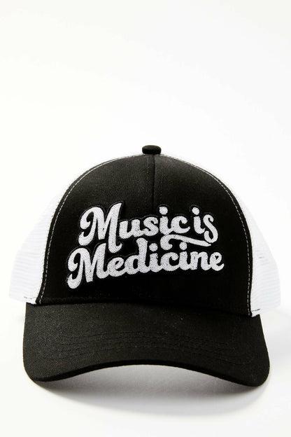 Women Music Is Medicine Embroidered Mesh Back Baseball Hat | Idyllwind