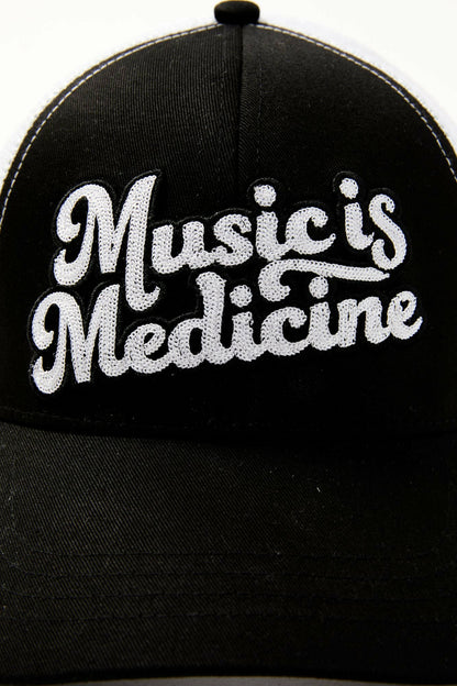Women Music Is Medicine Embroidered Mesh Back Baseball Hat | Idyllwind