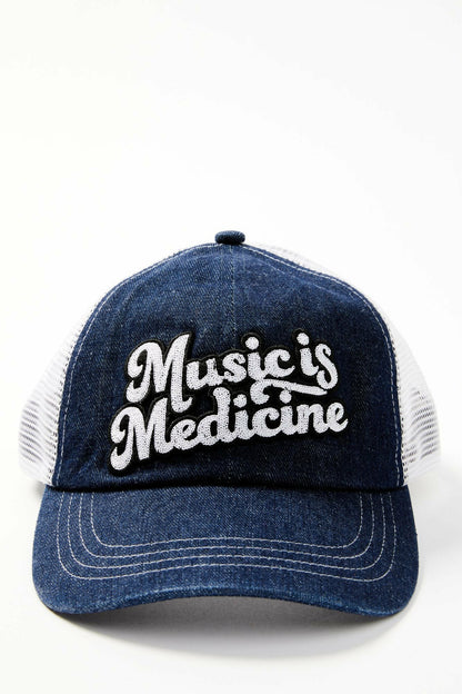 Women Music Is Medicine Embroidered Mesh Back Ball Cap | Idyllwind