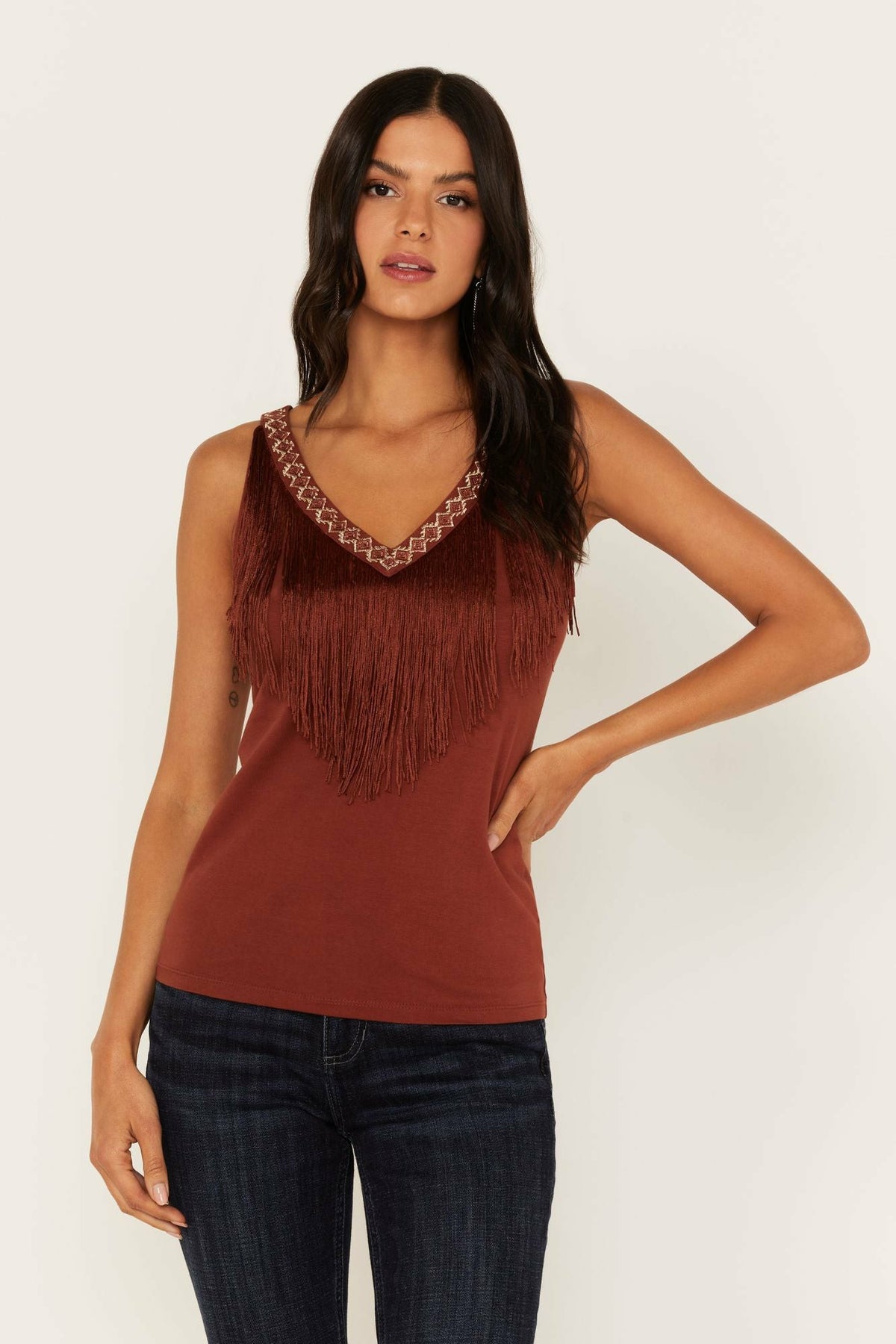Women Songstress Embroidered Fringe Tank Top | Idyllwind