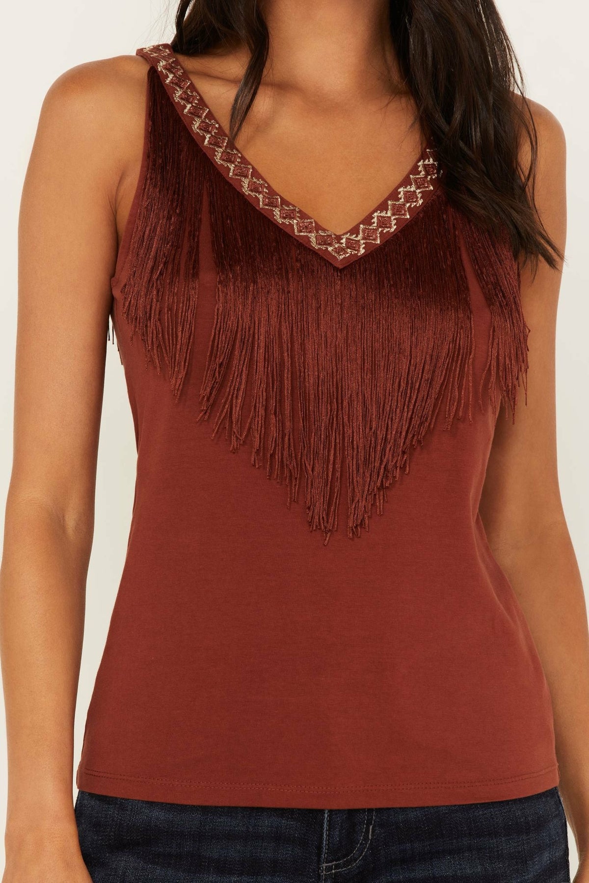 Women Songstress Embroidered Fringe Tank Top | Idyllwind
