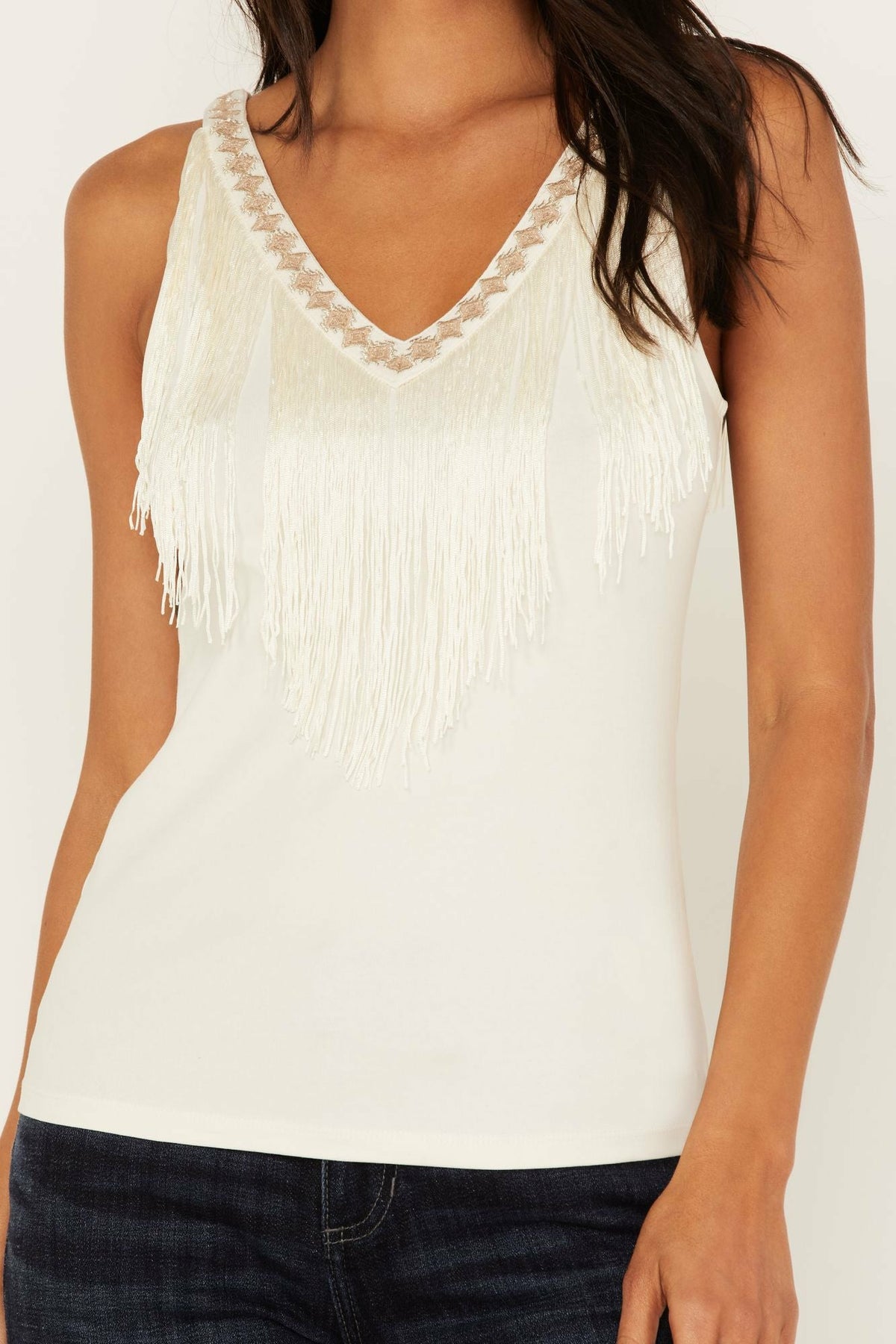 Women Songstress Embroidered Fringe Tank Top | Idyllwind