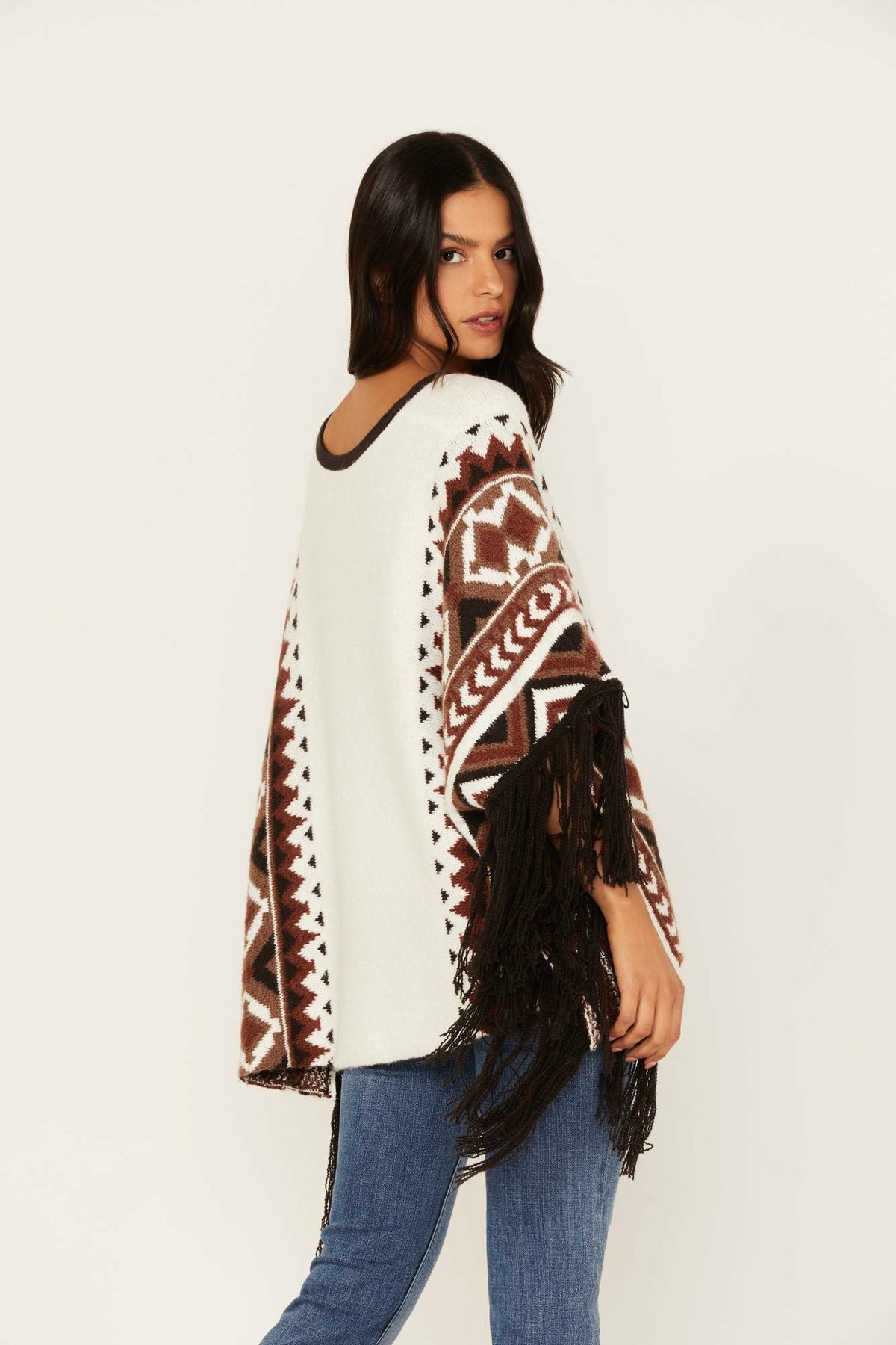 Women Southwestern Knit Poncho Sweater | Idyllwind