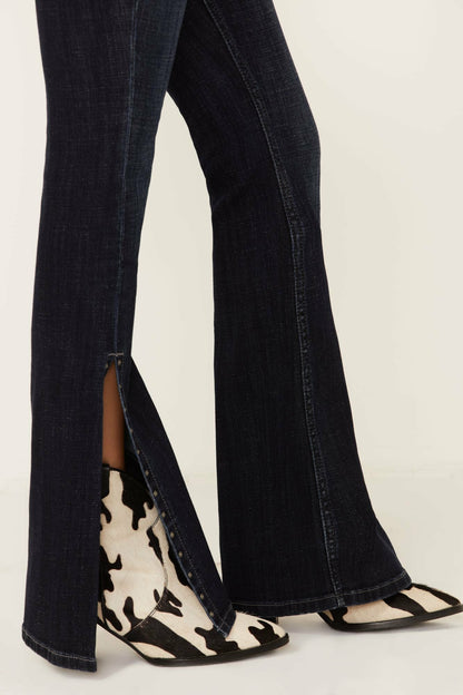 Women Hickory Place Dark Wash High Risin' Slit Bootcut Jeans | Idyllwind