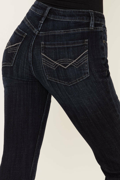 Women Hickory Place Dark Wash High Risin' Slit Bootcut Jeans | Idyllwind