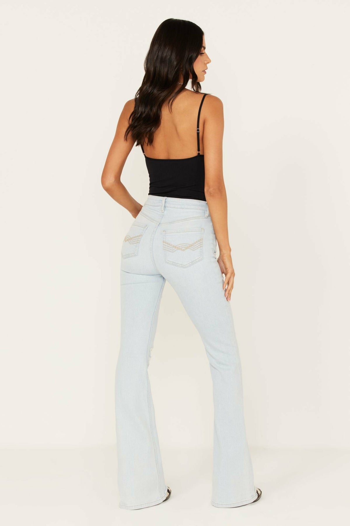 Women Light Wash West Avenue High Risin Distressed Flare Jeans | Idyllwind