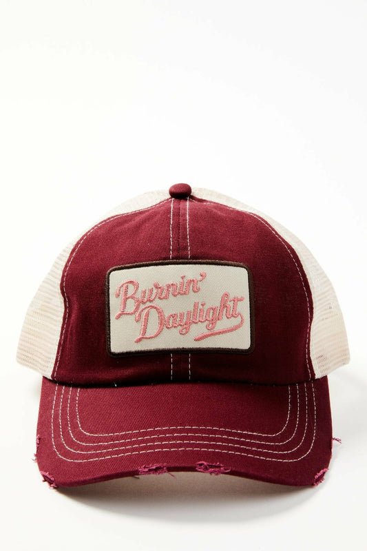 Women Burnin' Daylight Distressed Mesh Back Baseball Hat | Idyllwind