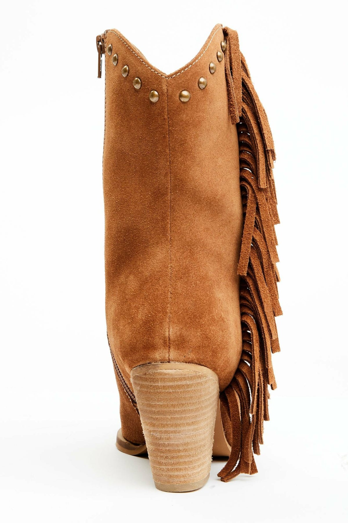 Women Sidewinder Studded Fringe Suede Fashion Booties - Round Toe | Idyllwind