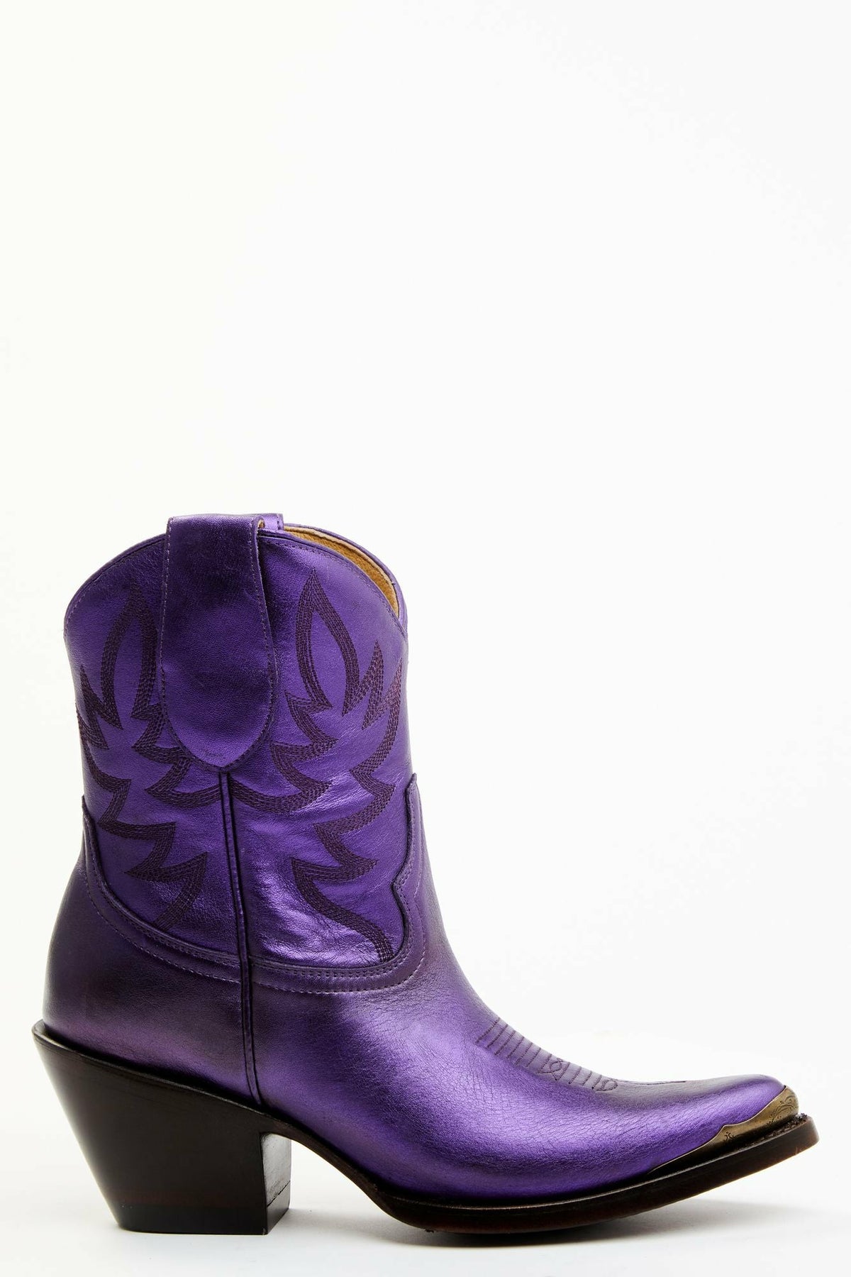 Women Wheels Metallic Violet Leather Booties - Round Toe | Idyllwind
