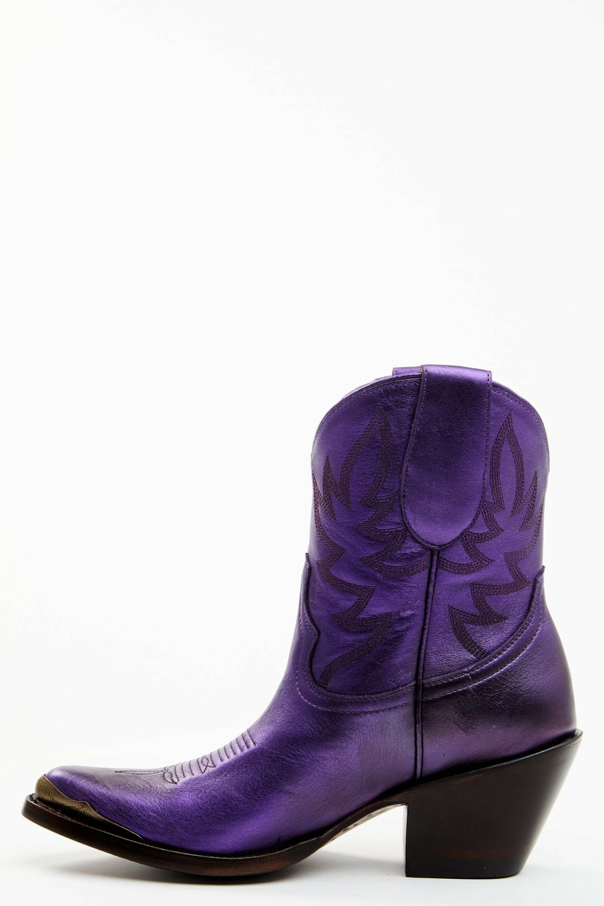 Women Wheels Metallic Violet Leather Booties - Round Toe | Idyllwind