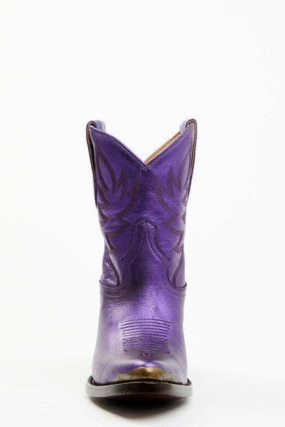 Women Wheels Metallic Violet Leather Booties - Round Toe | Idyllwind
