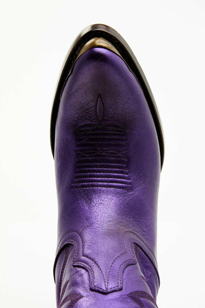Women Wheels Metallic Violet Leather Booties - Round Toe | Idyllwind