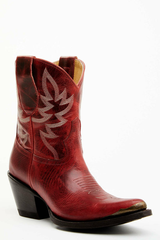 Women Wheels Red Leather Western Booties - Round Toe | Idyllwind