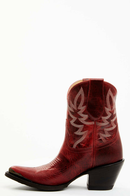 Women Wheels Red Leather Western Booties - Round Toe | Idyllwind