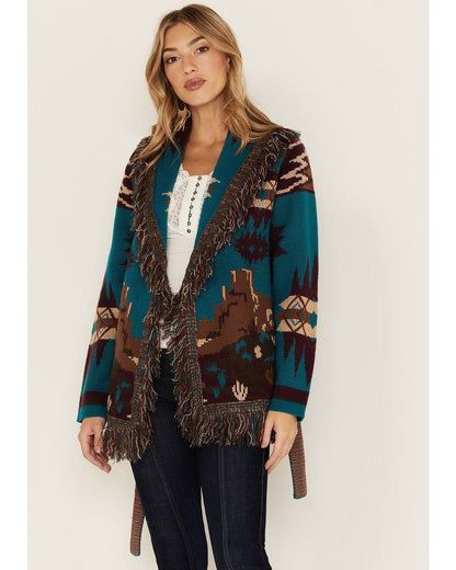 Women River Run Southwestern Print Belted Cardigan Sweater | Idyllwind