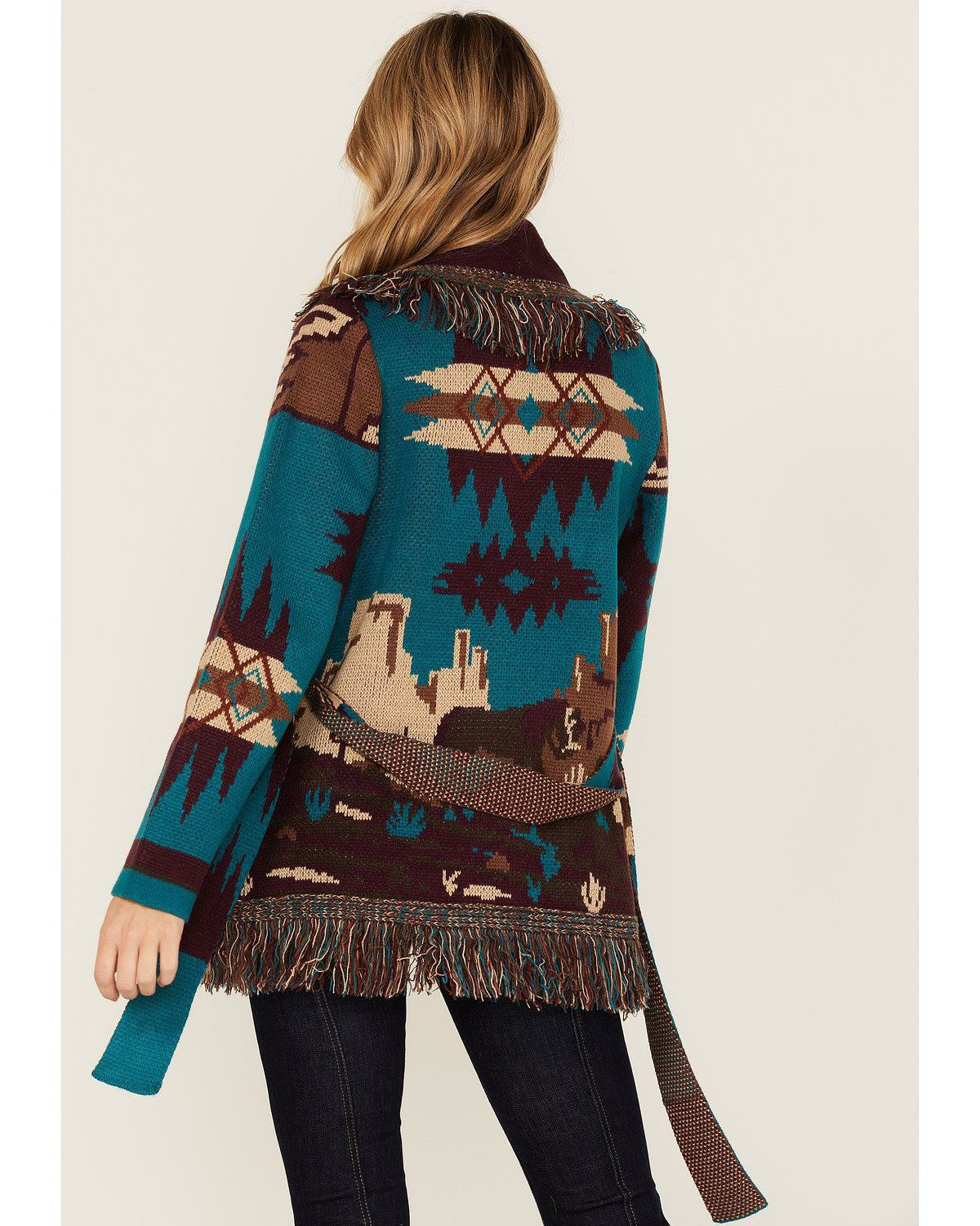 Women River Run Southwestern Print Belted Cardigan Sweater | Idyllwind