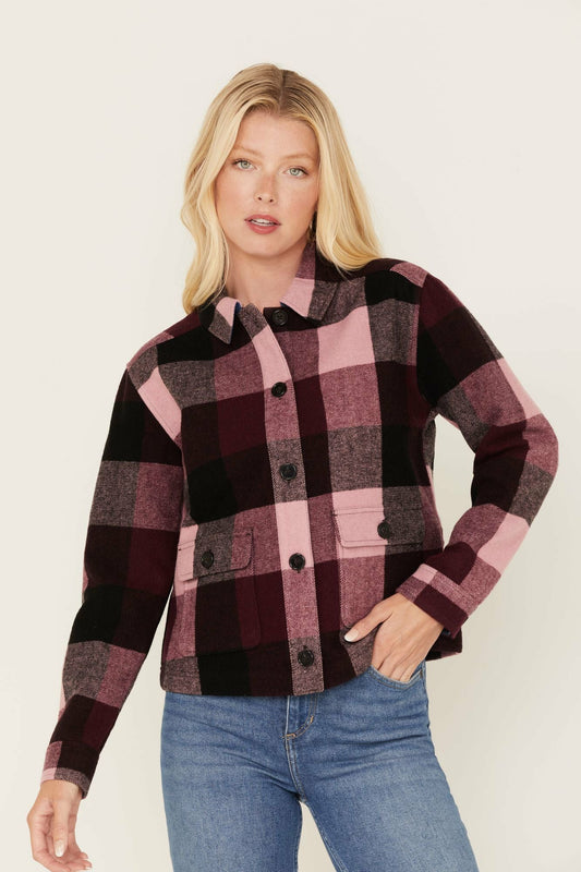Women Pocket Days Plaid Print Shacket Jacket | Idyllwind