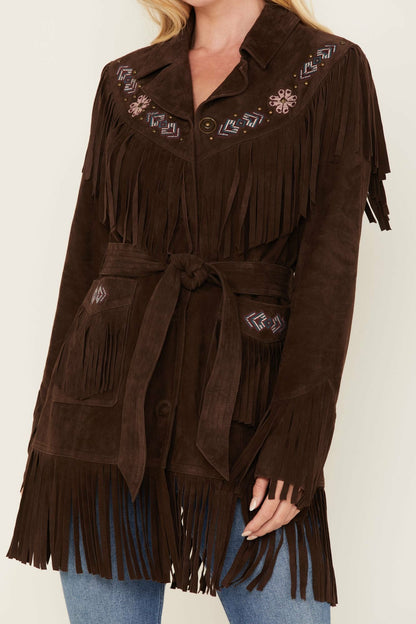Women Batavia Embroidered Fringe Suede Jacket | Idyllwind