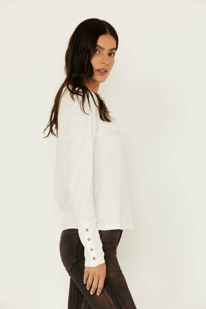 Women Velvet Trim Henley Top | Idyllwind