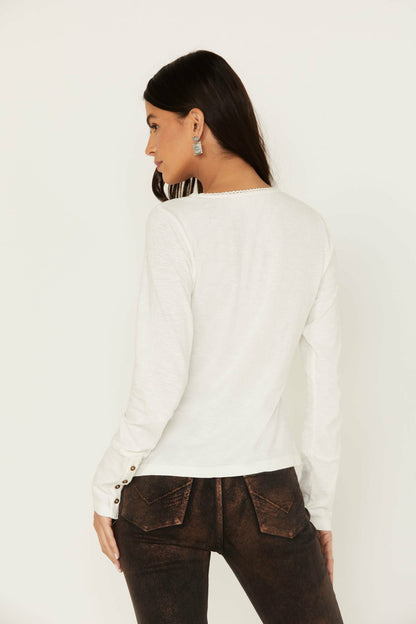 Women Velvet Trim Henley Top | Idyllwind