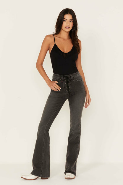 Women Twelve South Wash Down High Risin Lace Up Bootcut Jeans | Idyllwind