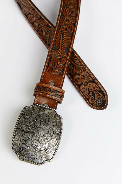 Women Westerly Drive Brown Tooled Belt | Idyllwind