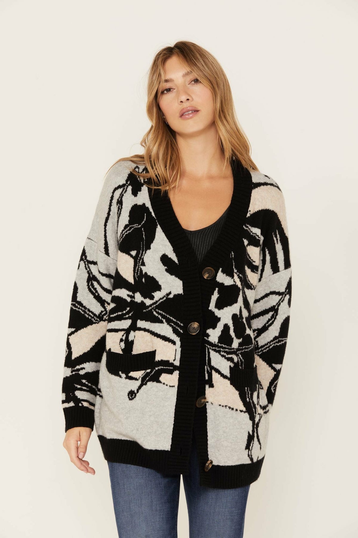 Women Alice Floral Abstract Cardigan Sweater | Idyllwind