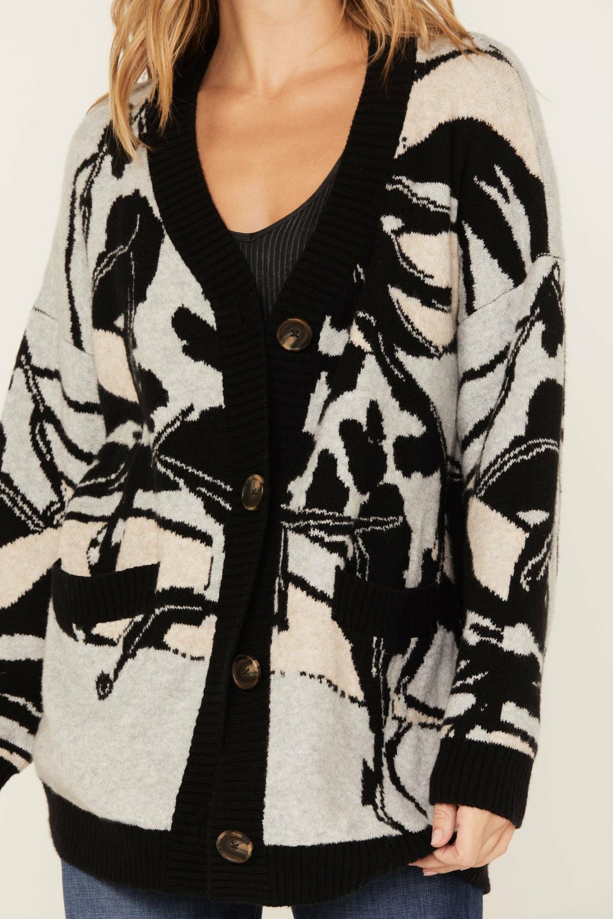 Women Alice Floral Abstract Cardigan Sweater | Idyllwind