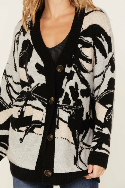 Women Alice Floral Abstract Cardigan Sweater | Idyllwind