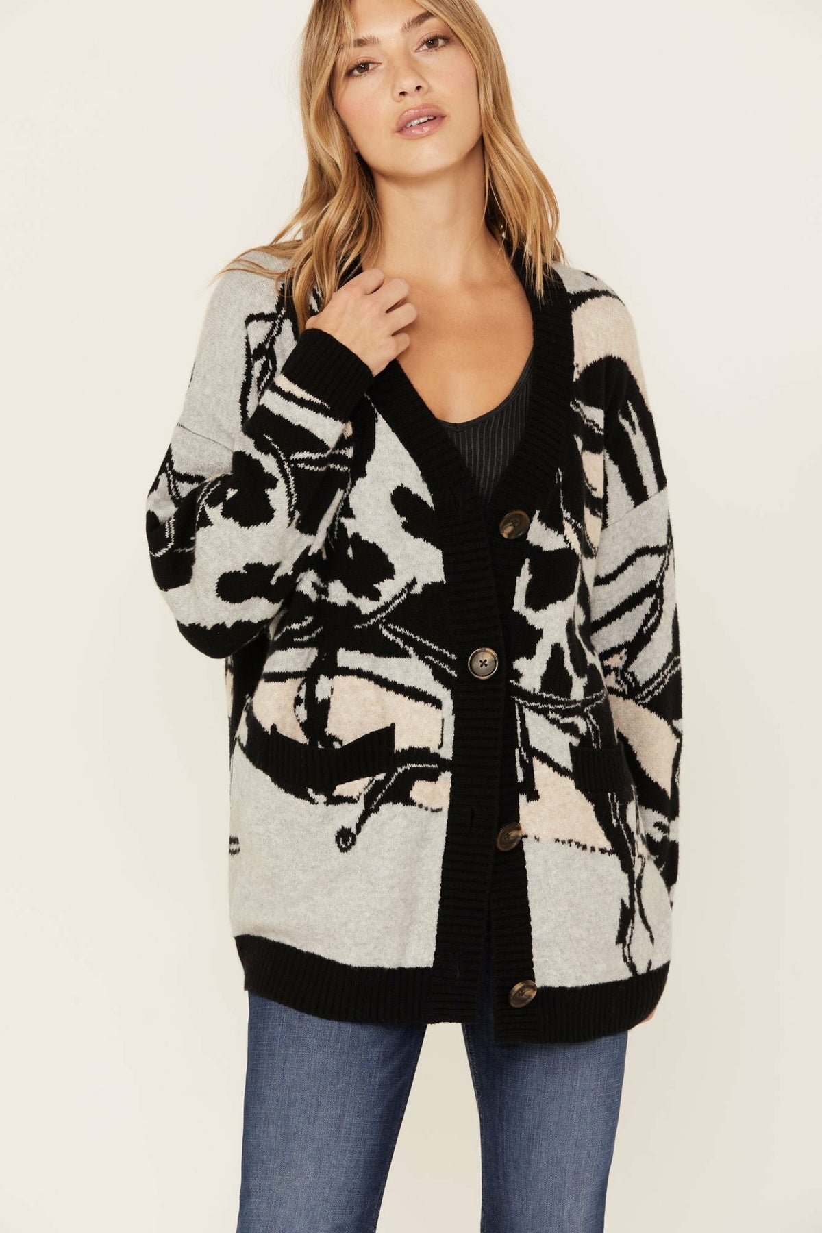Women Alice Floral Abstract Cardigan Sweater | Idyllwind