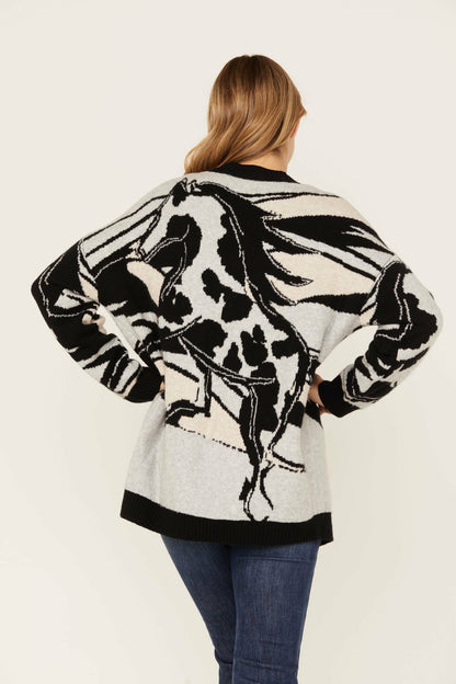 Women Alice Floral Abstract Cardigan Sweater | Idyllwind