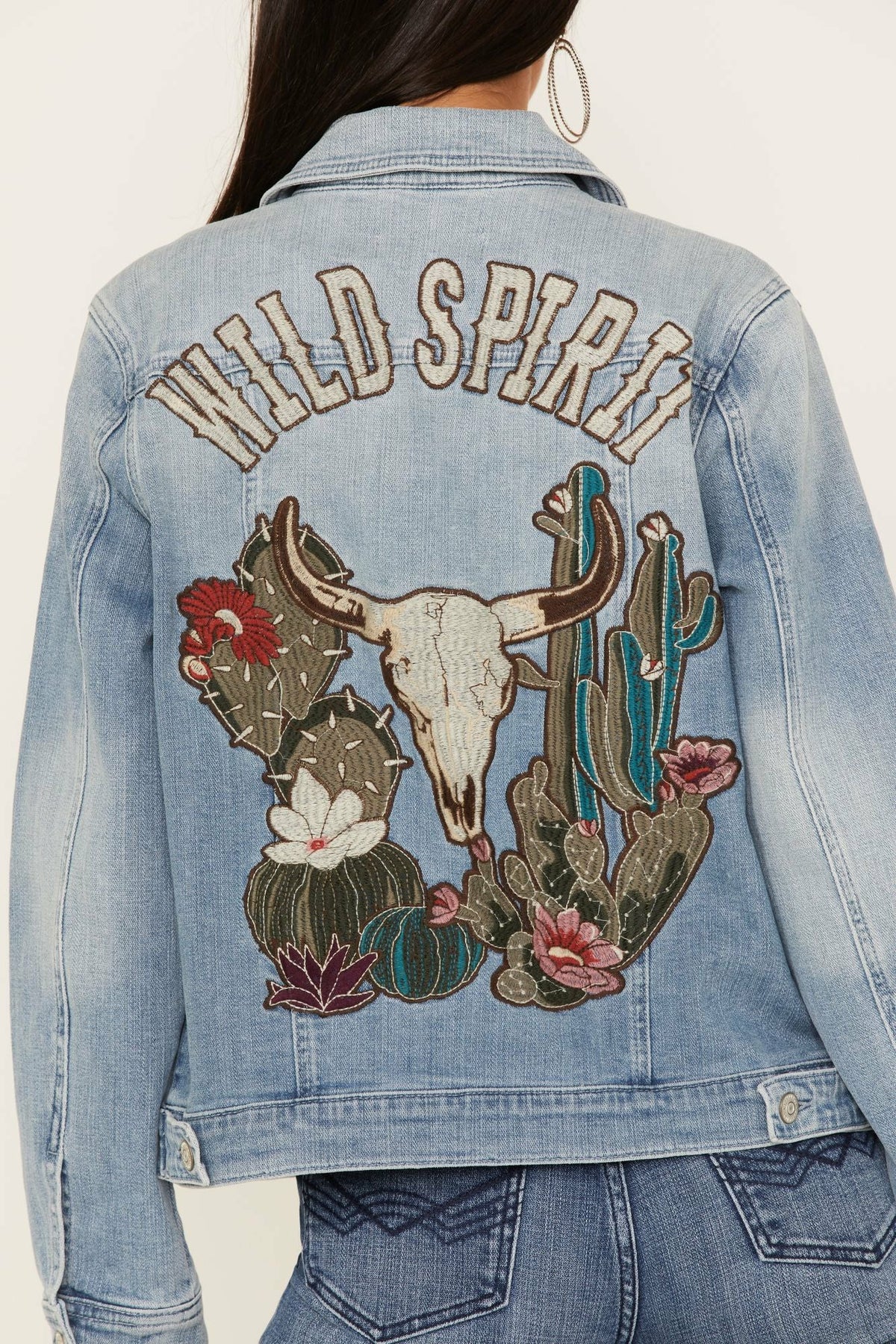 Women Wild Spirit Light Wash Embroidered Denim Jacket | Idyllwind