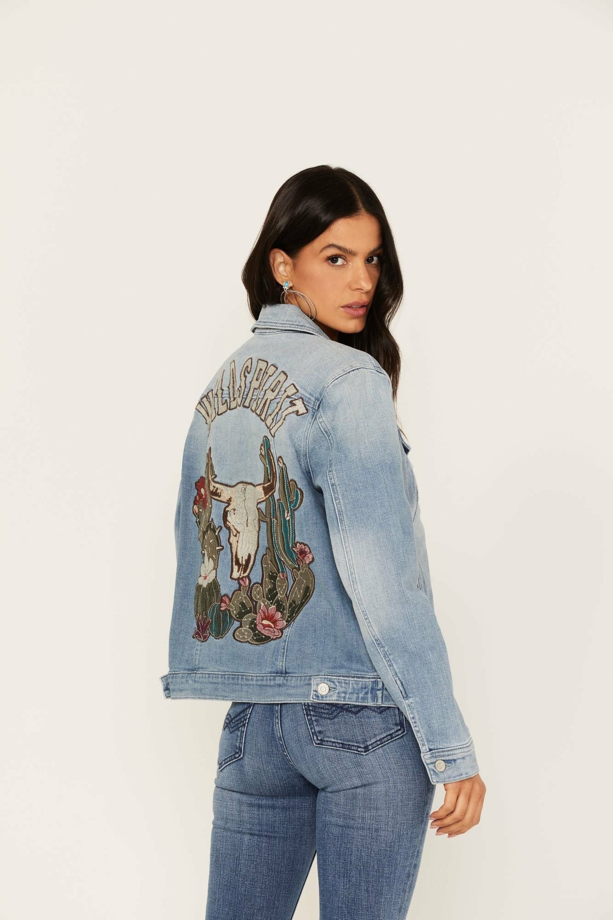 Women Wild Spirit Light Wash Embroidered Denim Jacket | Idyllwind