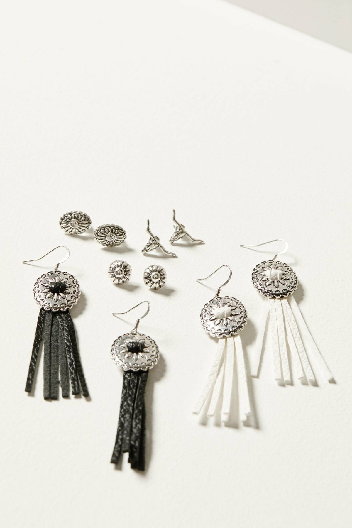 Women Decatur 5-piece Silver Concho & Tassel Earring Set | Idyllwind