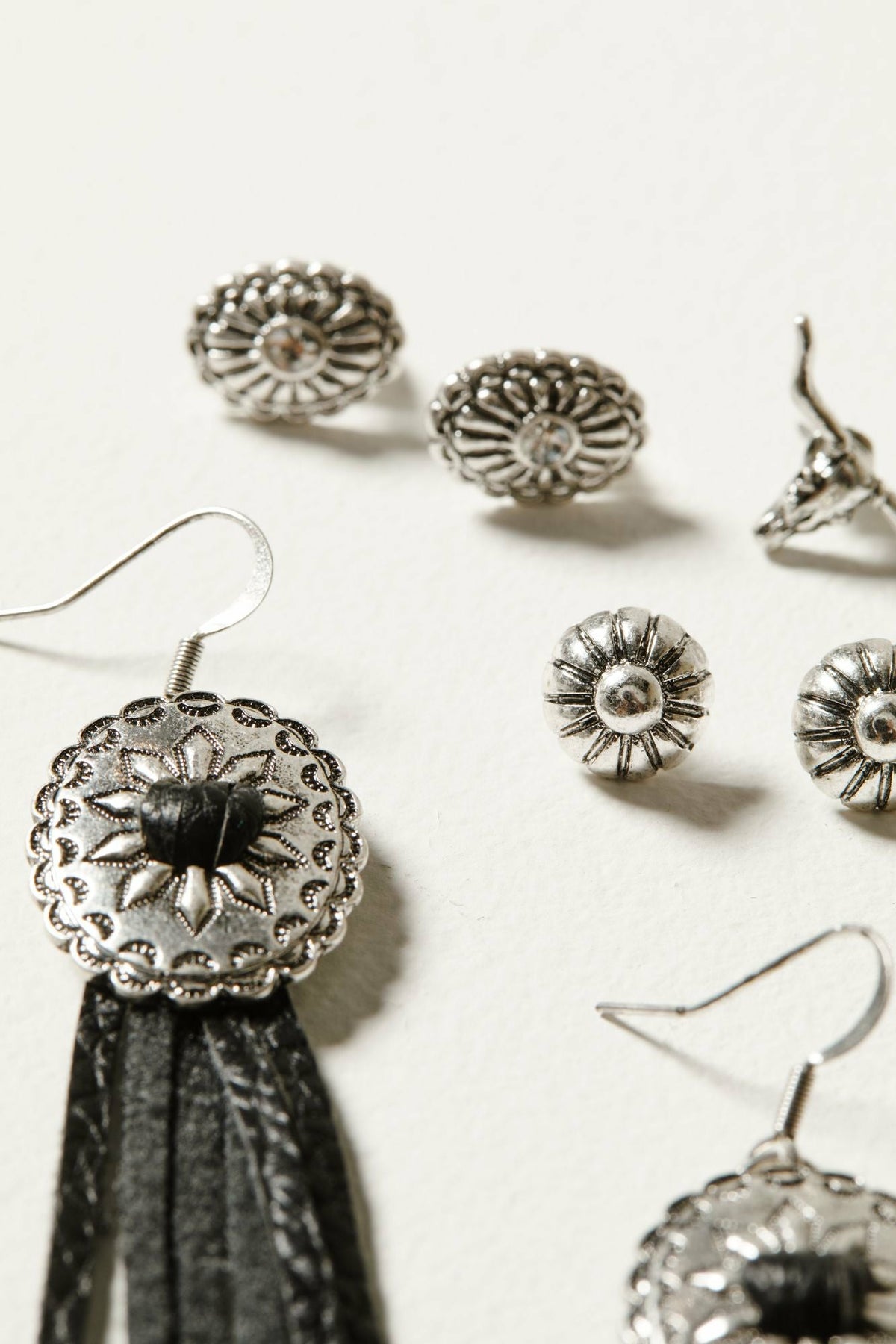 Women Decatur 5-piece Silver Concho & Tassel Earring Set | Idyllwind