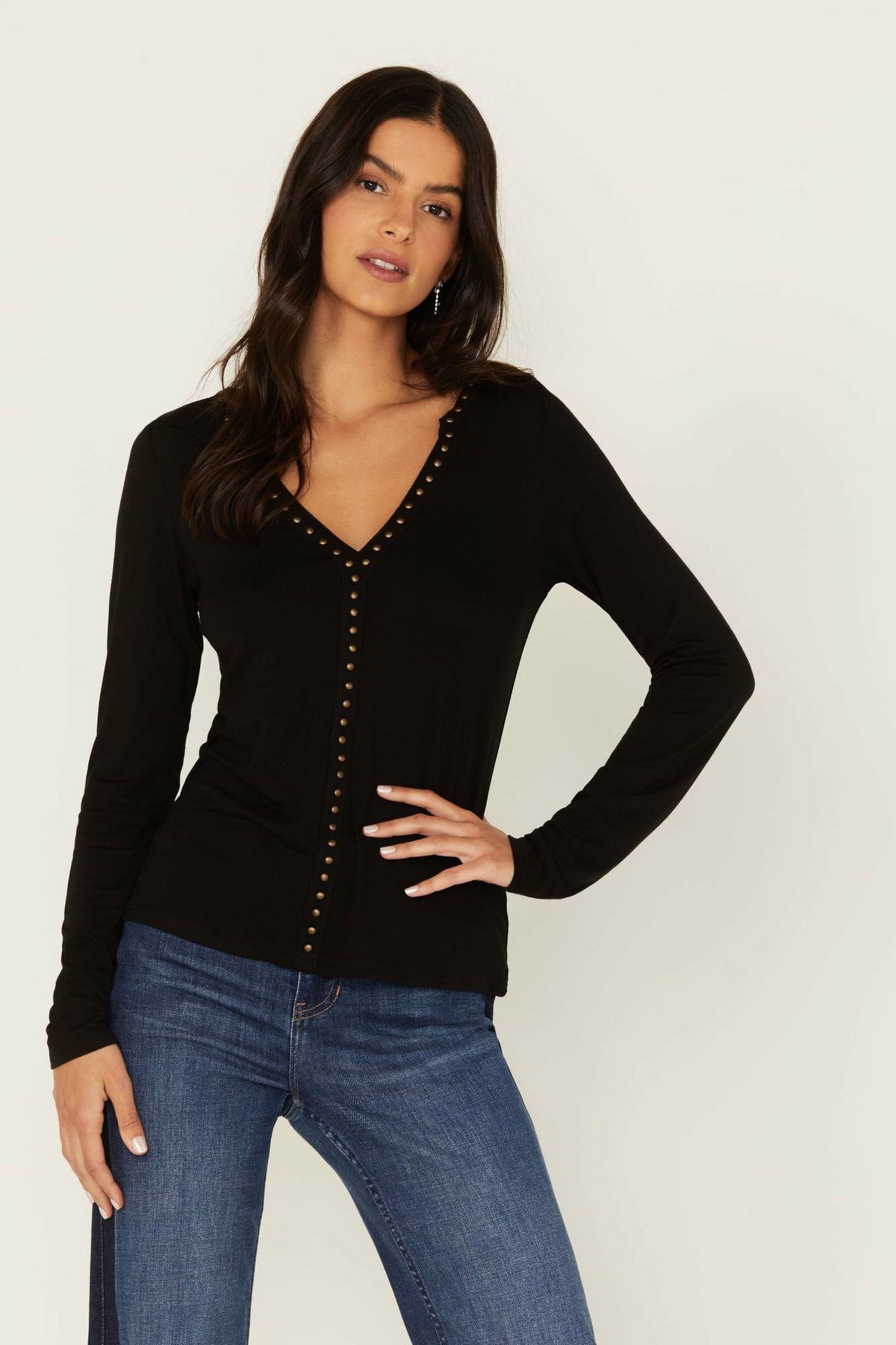 Women Quitman Studded Henley Top | Idyllwind