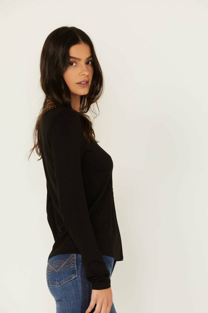 Women Quitman Studded Henley Top | Idyllwind