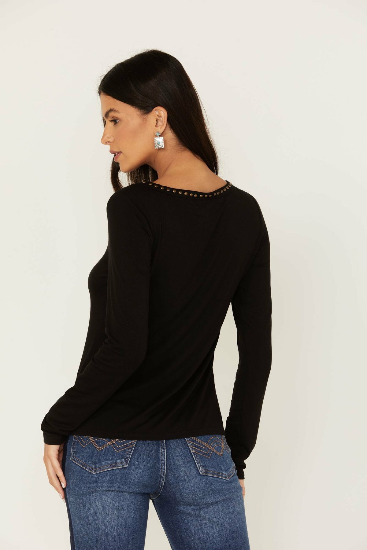 Women Quitman Studded Henley Top | Idyllwind