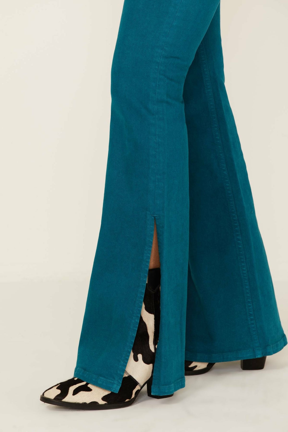 Women Teal Mid Rise Flare Jeans | Idyllwind